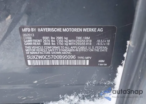 2013 BMW X5 xDrive35D from USA, damaged, VIN 5UXZW0C57D0B95096